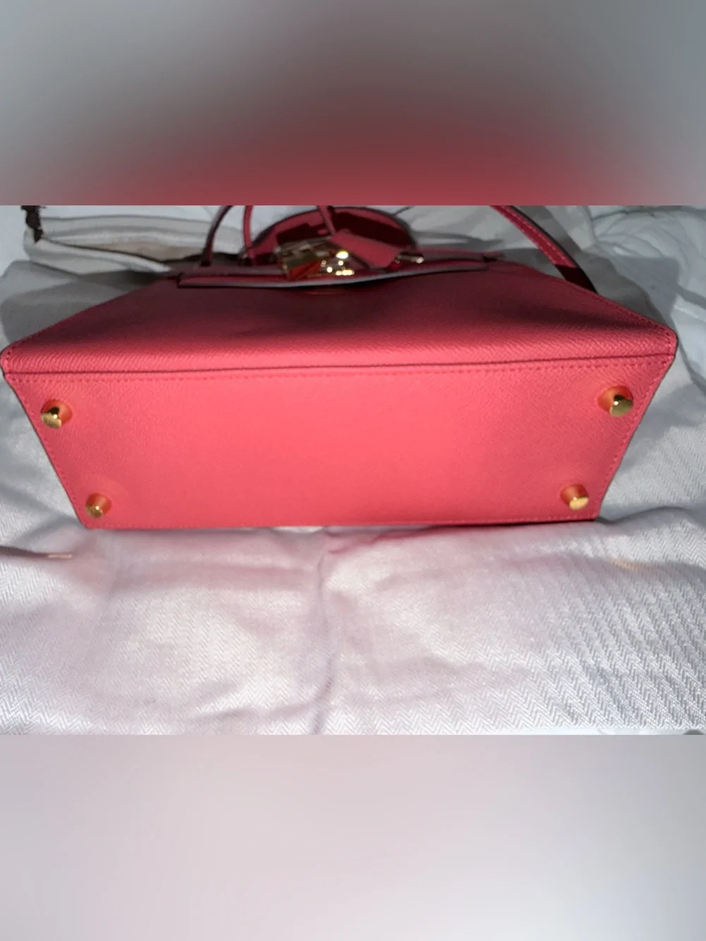 Red fashion  Top-Handle Leather Satchel with Gold Hardware